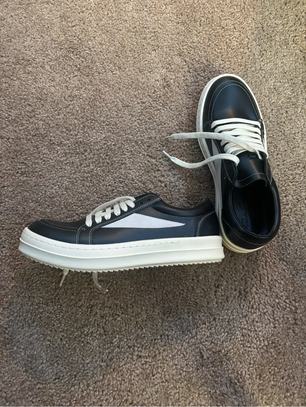 Rick Owens Black Leather Vans